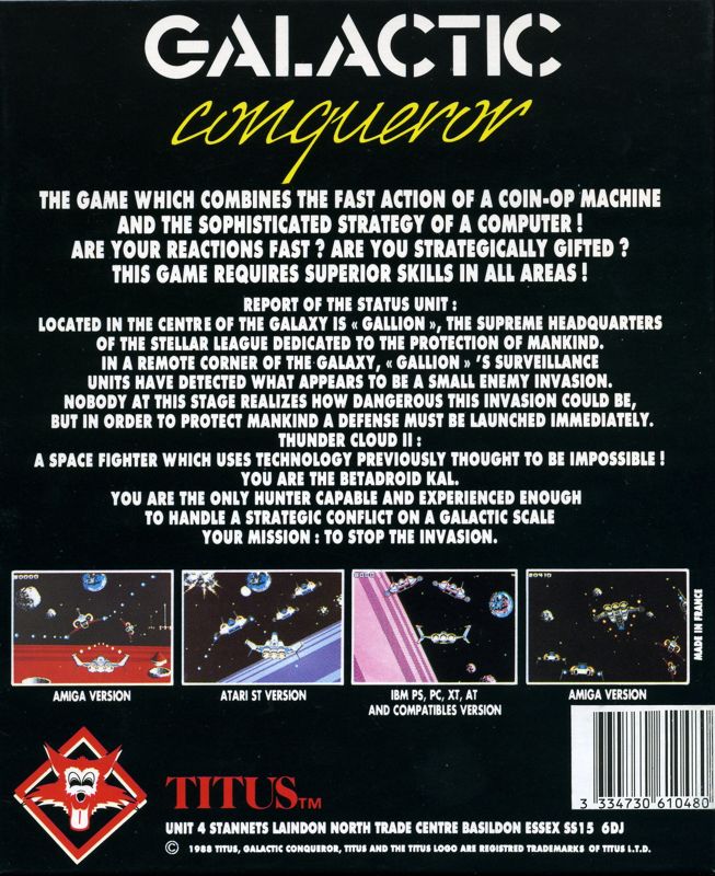 Back Cover for Galactic Conqueror (Amiga)