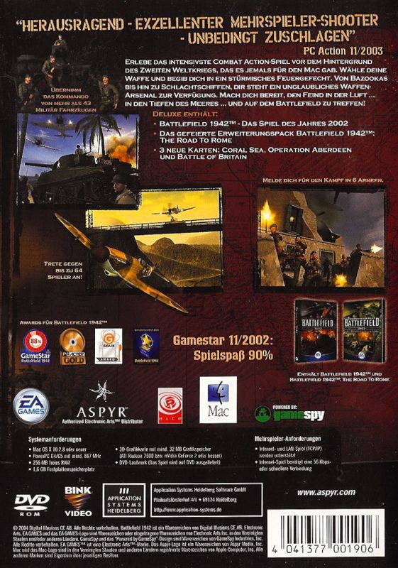 Back Cover for Battlefield 1942: Deluxe Edition (Macintosh)