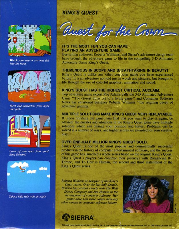 Back Cover for King's Quest (Atari ST)