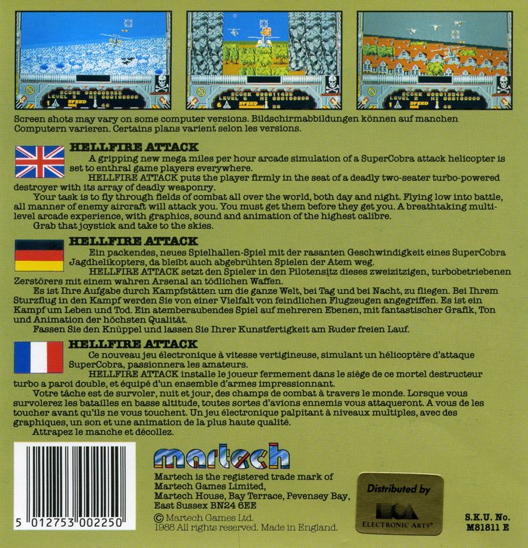 Back Cover for Hellfire Attack (Amiga)