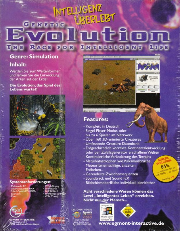 Back Cover for Evolution: The Game of Intelligent Life (Windows)