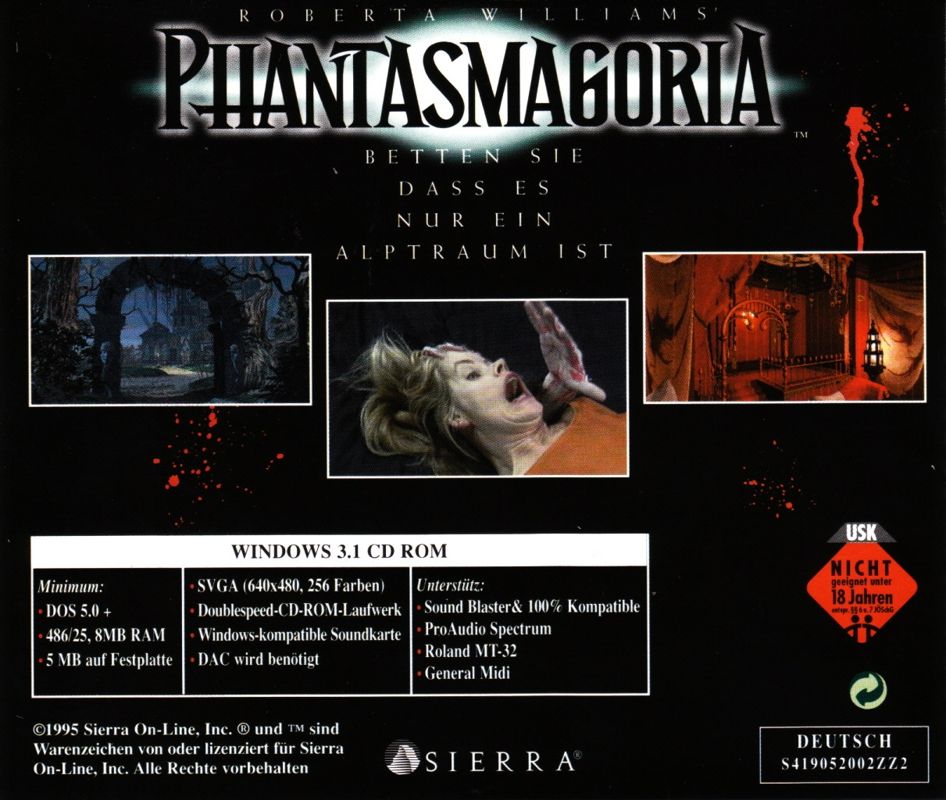 Other for Roberta Williams' Phantasmagoria (DOS and Windows and Windows 3.x): Jewel Case 2 (Holds Discs 2-7) - Back