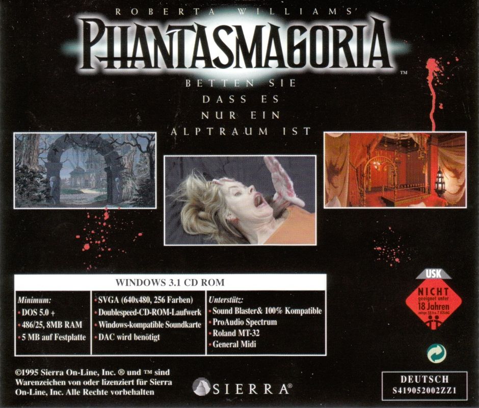 Other for Roberta Williams' Phantasmagoria (DOS and Windows and Windows 3.x): Jewel Case 1 (Holds Disc 1) - Back