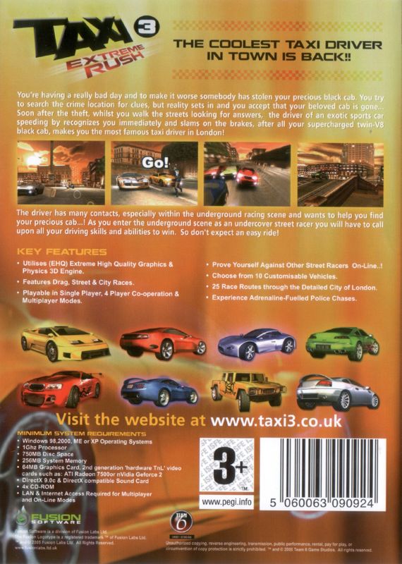 Back Cover for Taxi 3: Extreme Rush (Windows)