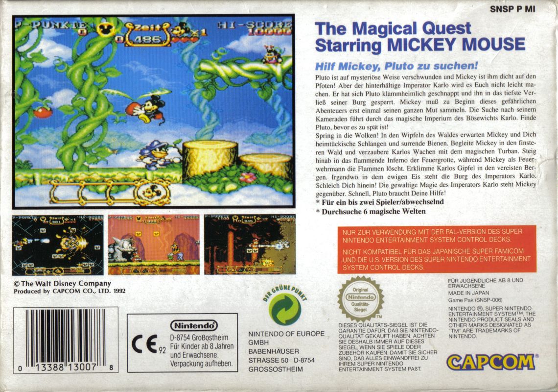 Back Cover for The Magical Quest Starring Mickey Mouse (SNES)