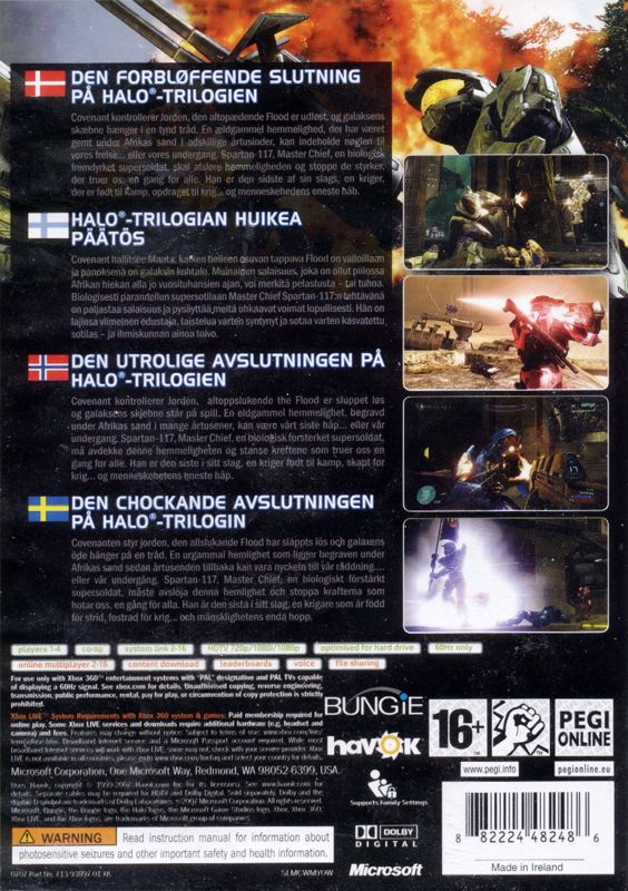 Back Cover for Halo 3 (Xbox 360)