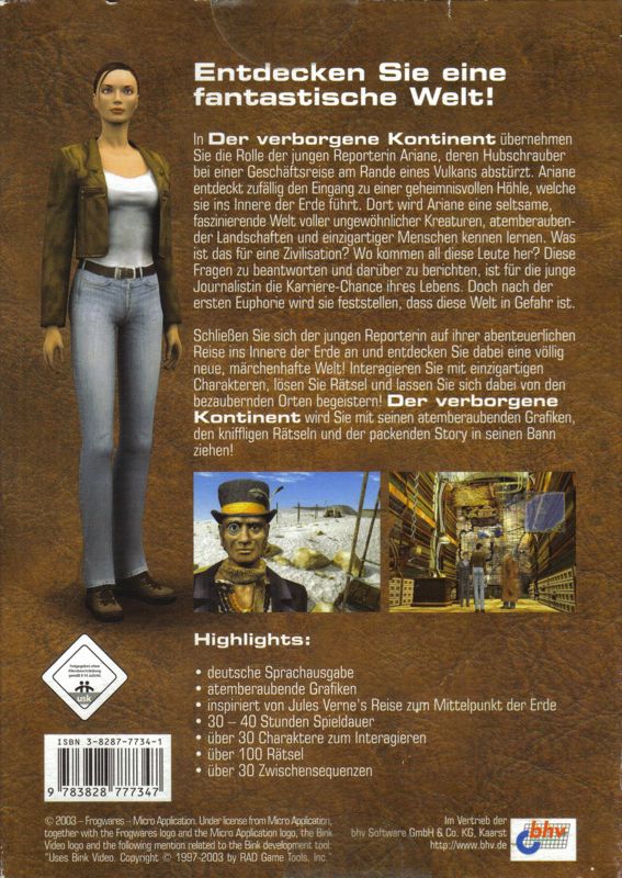 Back Cover for Journey to the Center of the Earth (Windows)