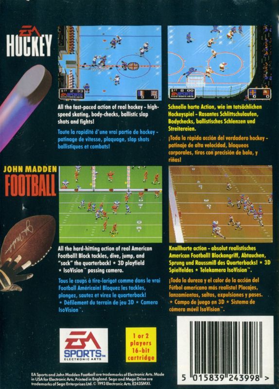 Back Cover for EA Sports Double Header (Genesis)