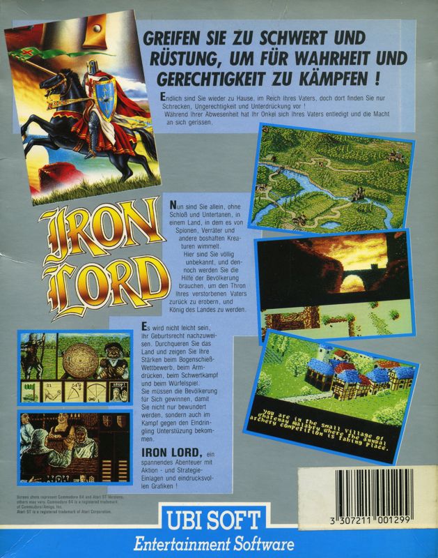 Back Cover for Iron Lord (Amiga)