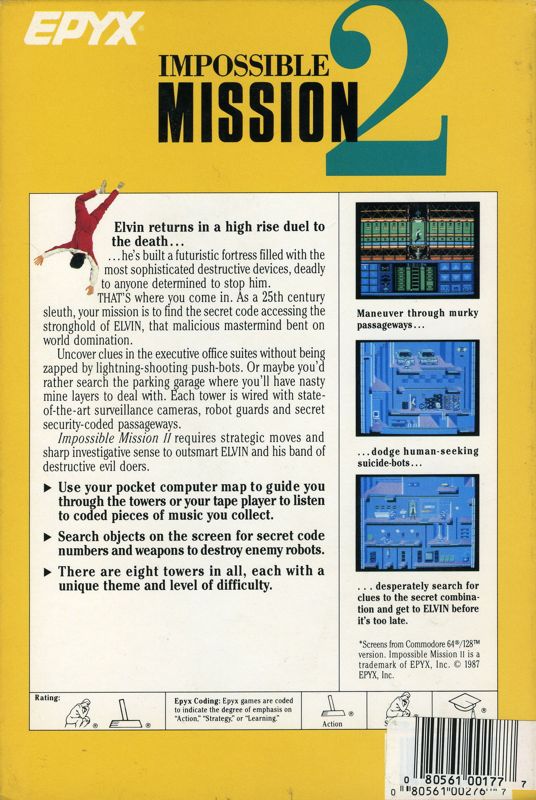 Back Cover for Impossible Mission II (Amiga)