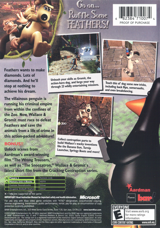 Back Cover for Wallace & Gromit in Project Zoo (Xbox)