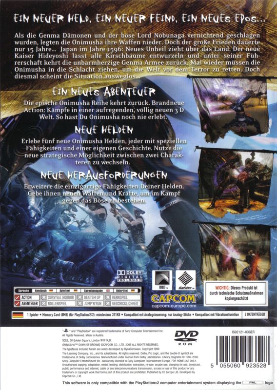 Back Cover for Onimusha: Dawn of Dreams (PlayStation 2)