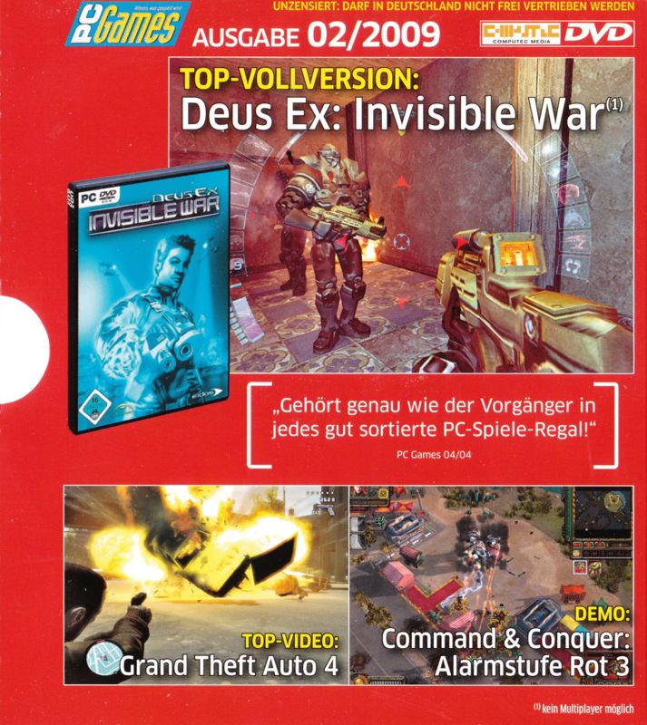 Front Cover for Deus Ex: Invisible War (Windows) (PC Games 02/2009 covermount)