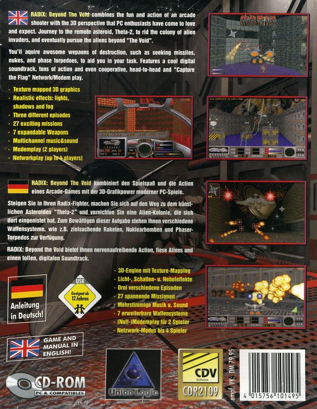 Back Cover for Radix: Beyond the Void (DOS)