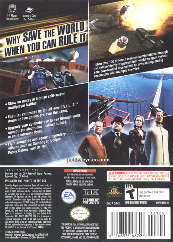 Back Cover for GoldenEye: Rogue Agent (GameCube)