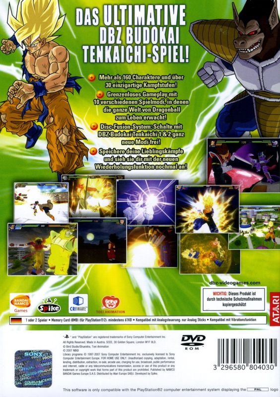 Back Cover for Dragon Ball Z: Budokai Tenkaichi 3 (PlayStation 2)