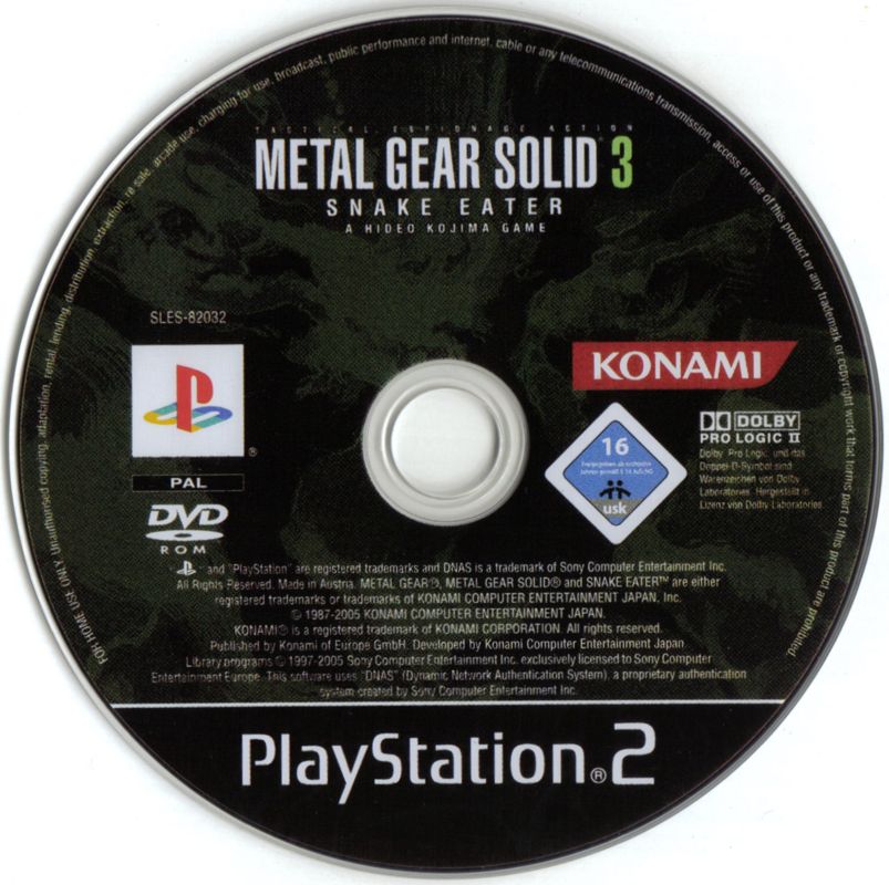 Media for Metal Gear Solid 3: Snake Eater (PlayStation 2) (Platinum release): Game DVD