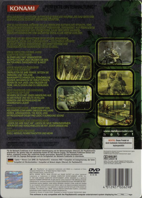 Other for Metal Gear Solid 3: Snake Eater (PlayStation 2) (Platinum release): Steelbook Back