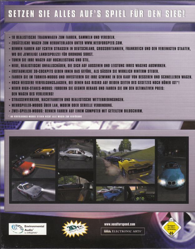 Back Cover for Need for Speed: High Stakes (Windows)