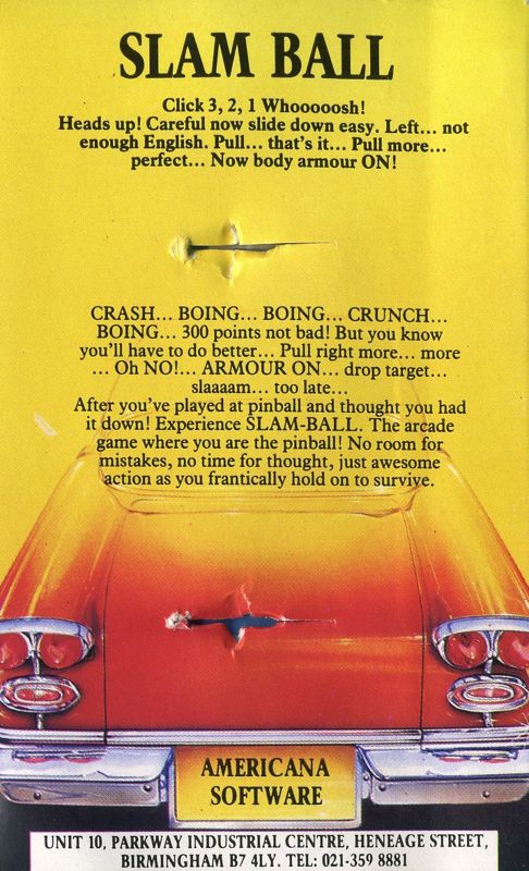 Back Cover for Slamball (Commodore 64) (Cassette Release)