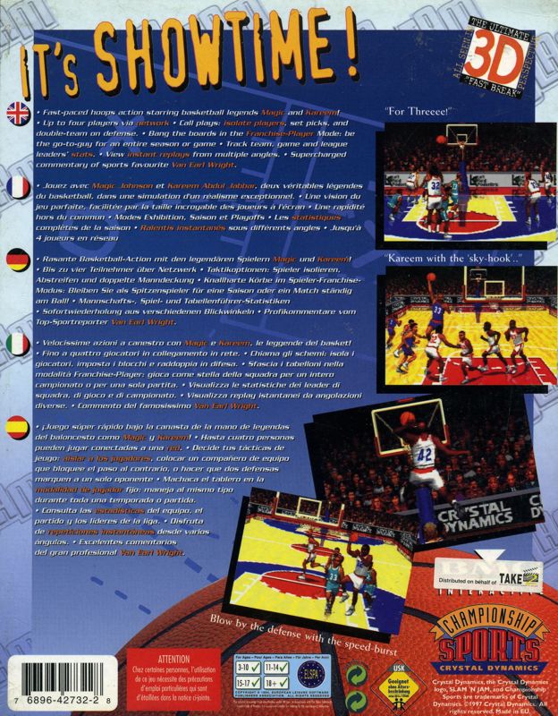 Back Cover for Slam 'N Jam '96 featuring Magic & Kareem (DOS)