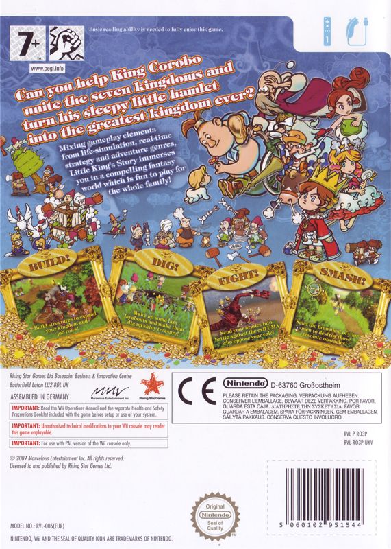 Back Cover for Little King's Story (Wii)