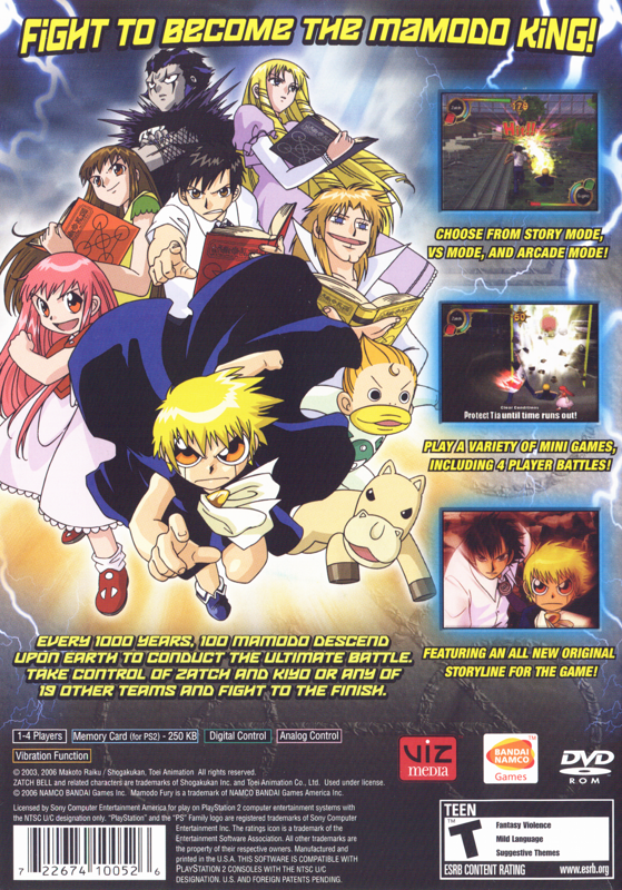 Back Cover for Zatch Bell!: Mamodo Fury (PlayStation 2)