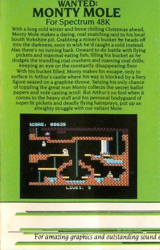 Inside Cover for Wanted! Monty Mole (ZX Spectrum)
