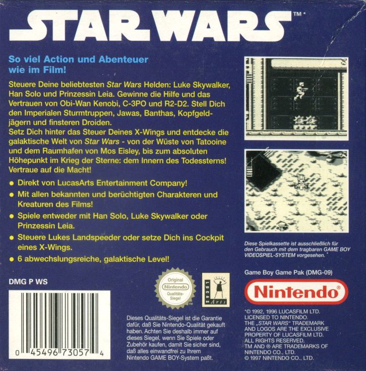 Back Cover for Star Wars (Game Boy)