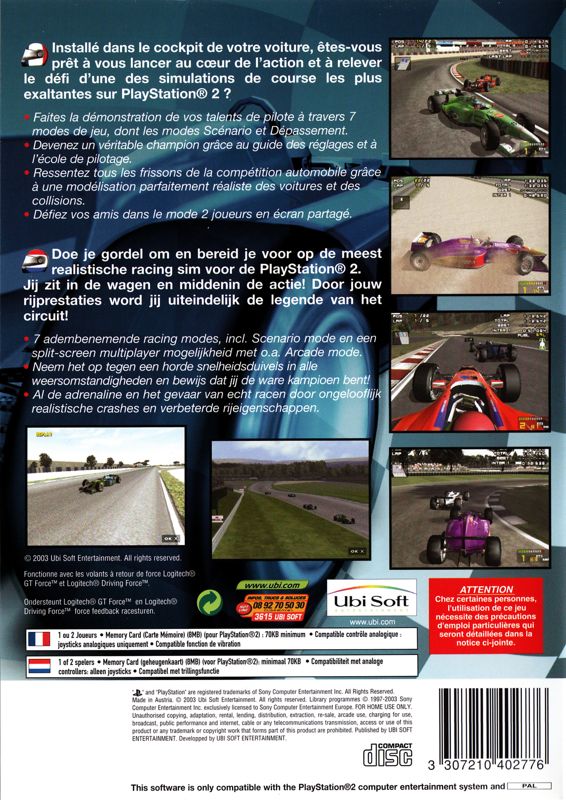 Back Cover for RS3: Racing Simulation Three (PlayStation 2)