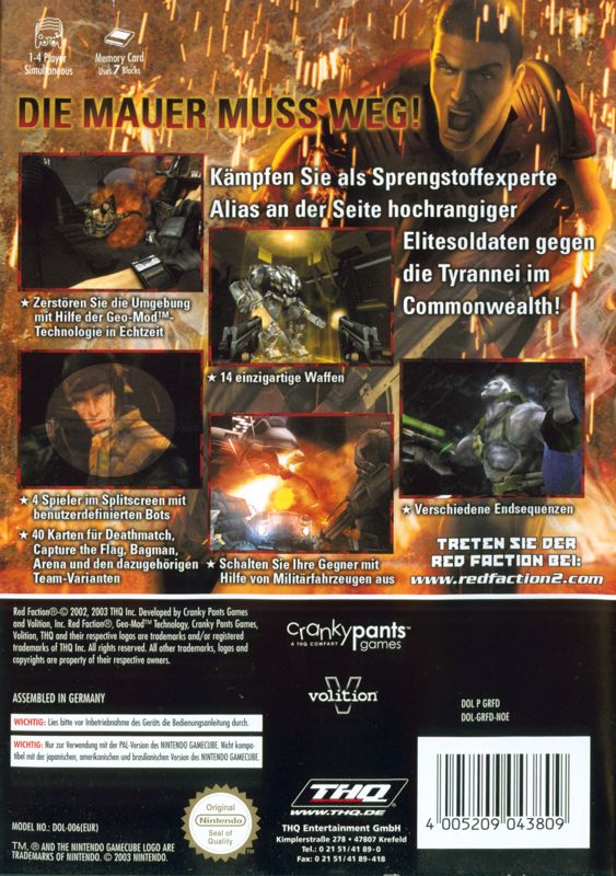 Back Cover for Red Faction II (GameCube)