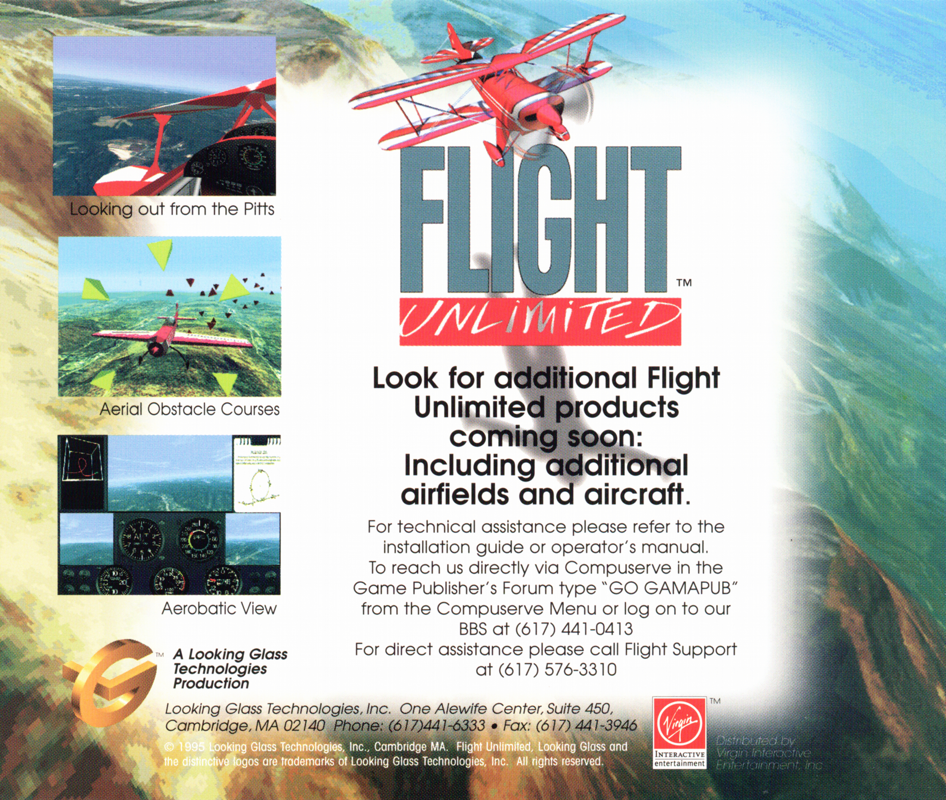 Other for Flight Unlimited (DOS): Jewel Case - Back