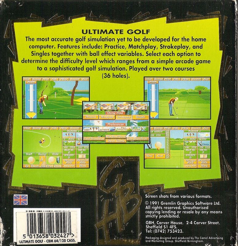 Back Cover for Greg Norman's Shark Attack! The Ultimate Golf Simulator (Commodore 64) (GBH Gold budget release)