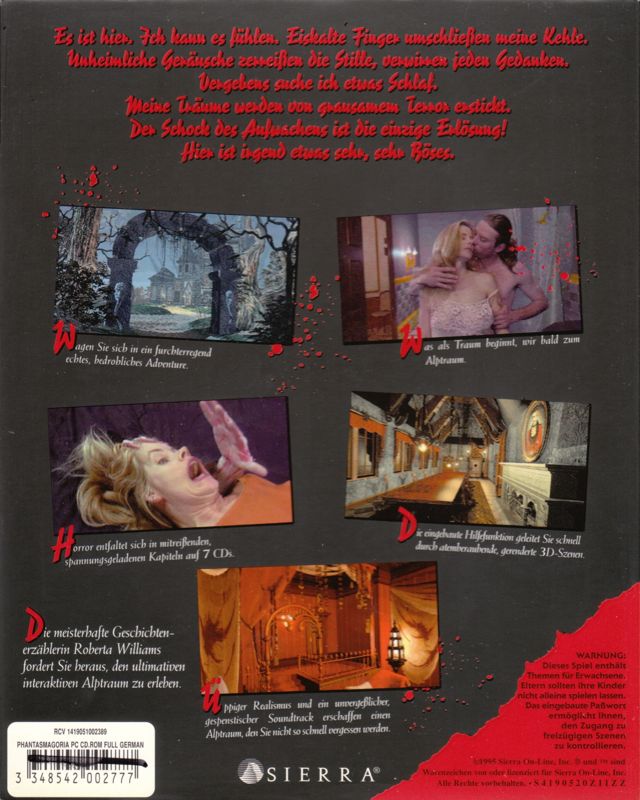 Other for Mystery Games (DOS and Windows and Windows 3.x): Phantasmagoria - Box - Back