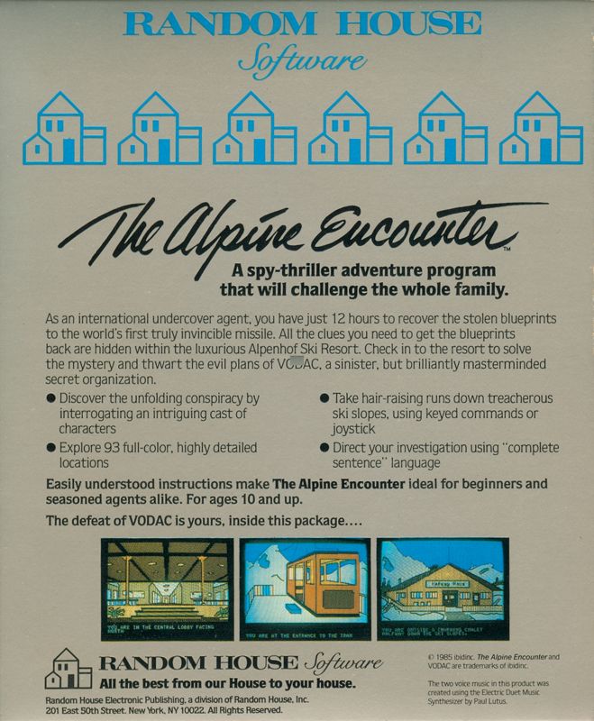 Back Cover for The Alpine Encounter (PC Booter)