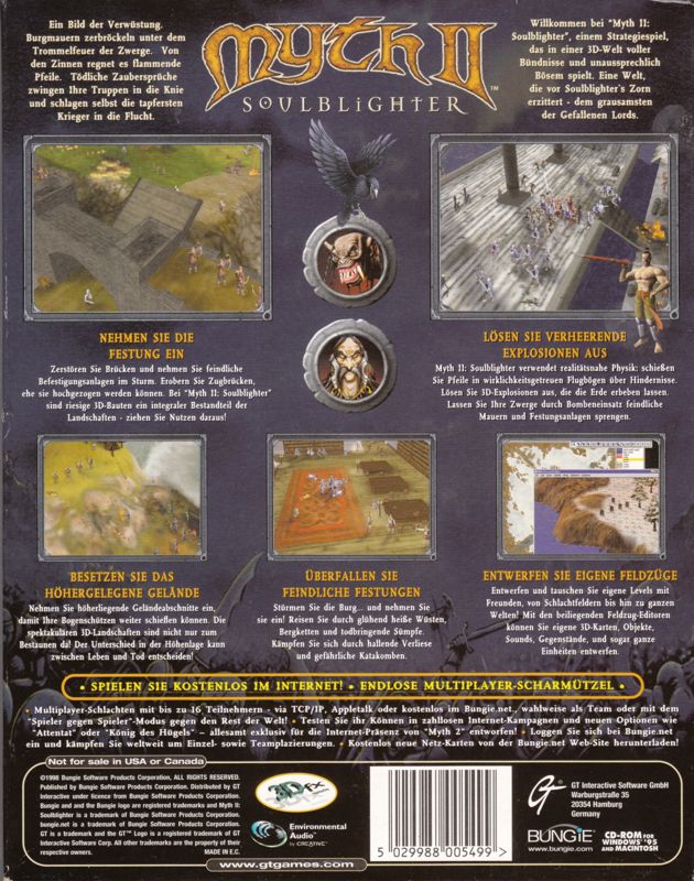 Back Cover for Myth II: Soulblighter (Macintosh and Windows)