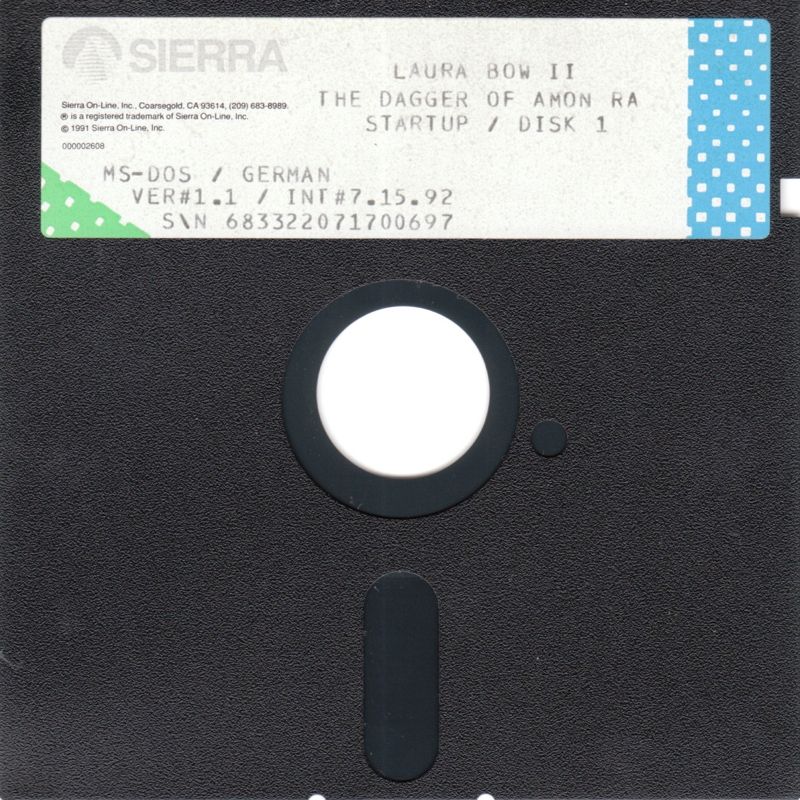 Media for The Dagger of Amon Ra (DOS) (5.25" disk release): Startup / Disk 1/5