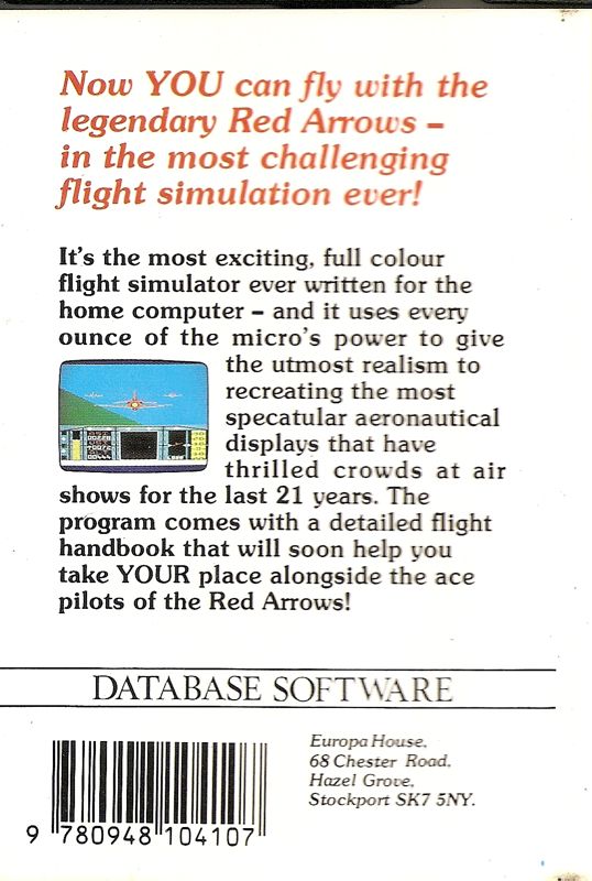 Back Cover for Red Arrows (Commodore 64)