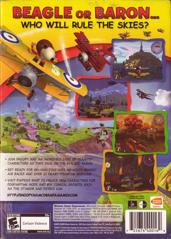Back Cover for Snoopy vs. the Red Baron (Windows)