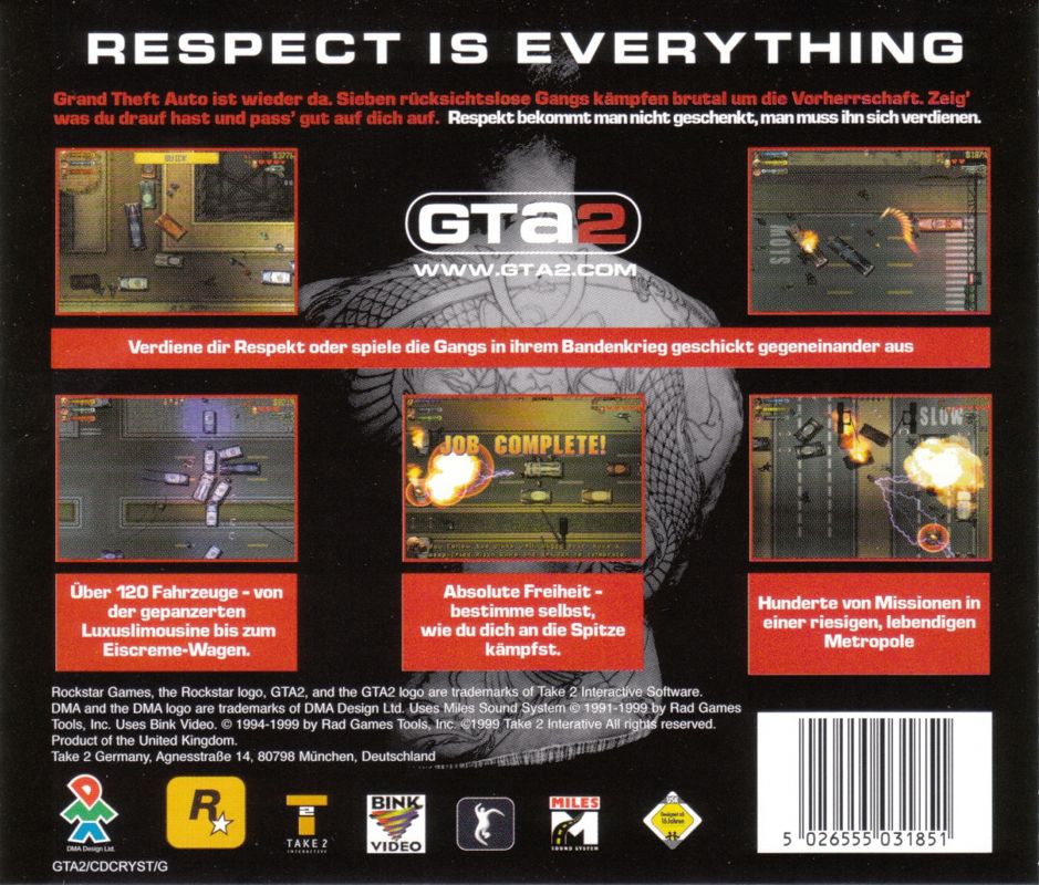 Other for Grand Theft Auto 2 (Windows): Jewel Case - Back