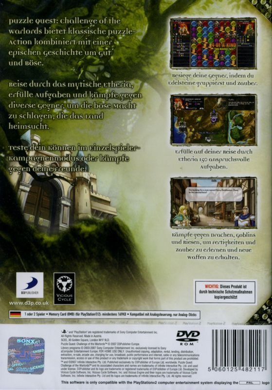 Back Cover for Puzzle Quest: Challenge of the Warlords (PlayStation 2)
