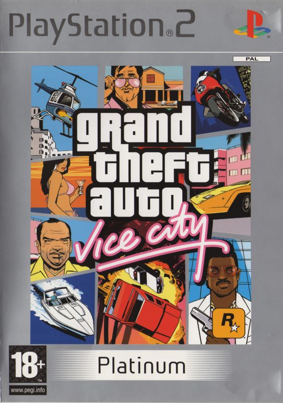 Front Cover for Grand Theft Auto: Vice City (PlayStation 2) (Platinum release)
