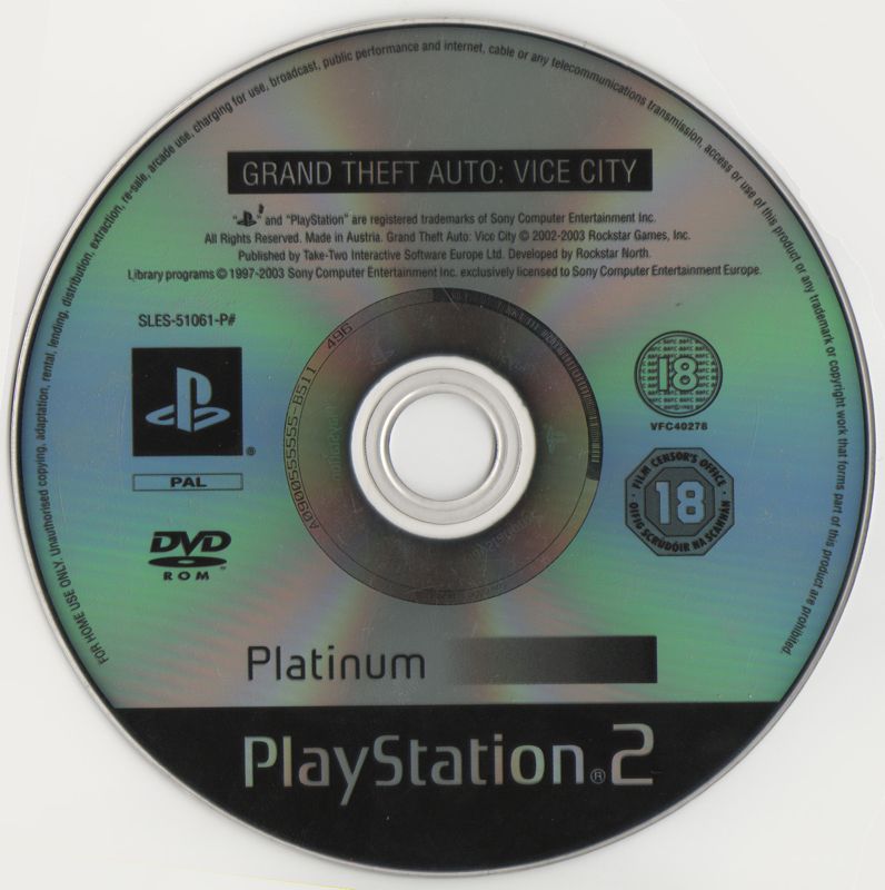 Media for Grand Theft Auto: Vice City (PlayStation 2) (Platinum release)