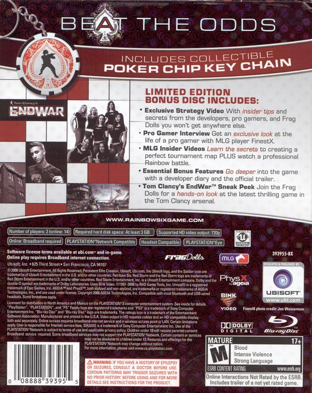 Back Cover for Tom Clancy's Rainbow Six: Vegas 2 (Limited Edition) (PlayStation 3)