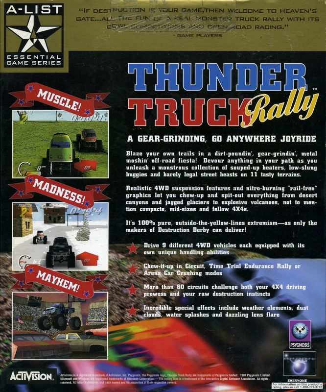 Back Cover for Thunder Truck Rally (Windows) (A-List Release)