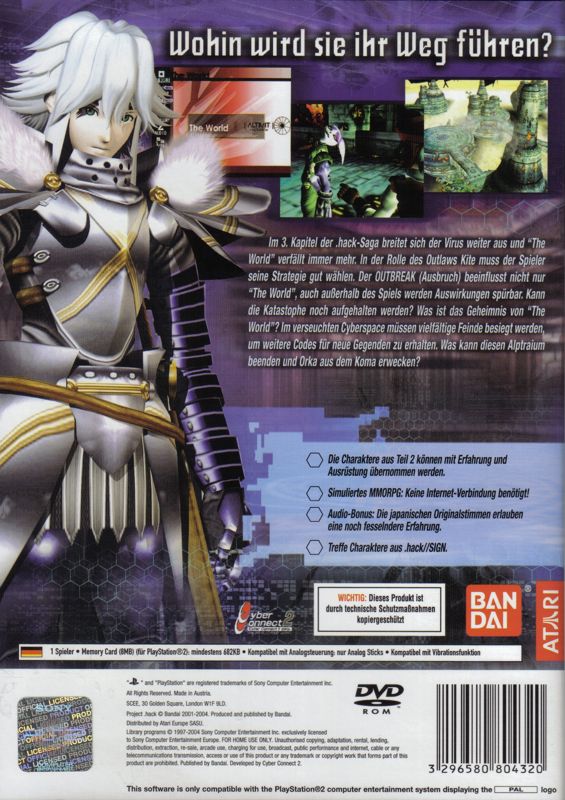 Back Cover for .hack//Outbreak: Part 3 (PlayStation 2)