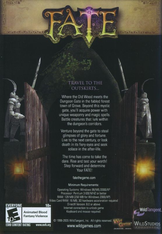 Back Cover for Fate (Windows)