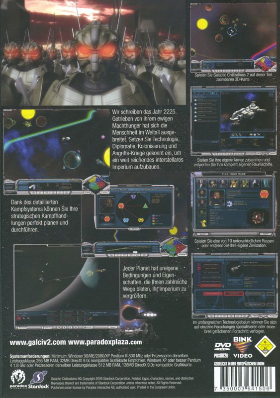 Back Cover for Galactic Civilizations II: Dread Lords (Windows)