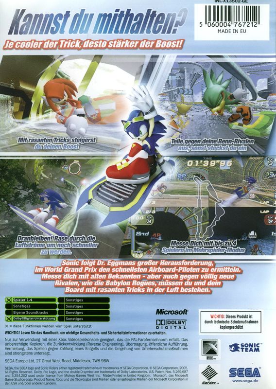 Sonic Riders Cover Or Packaging Material Mobygames