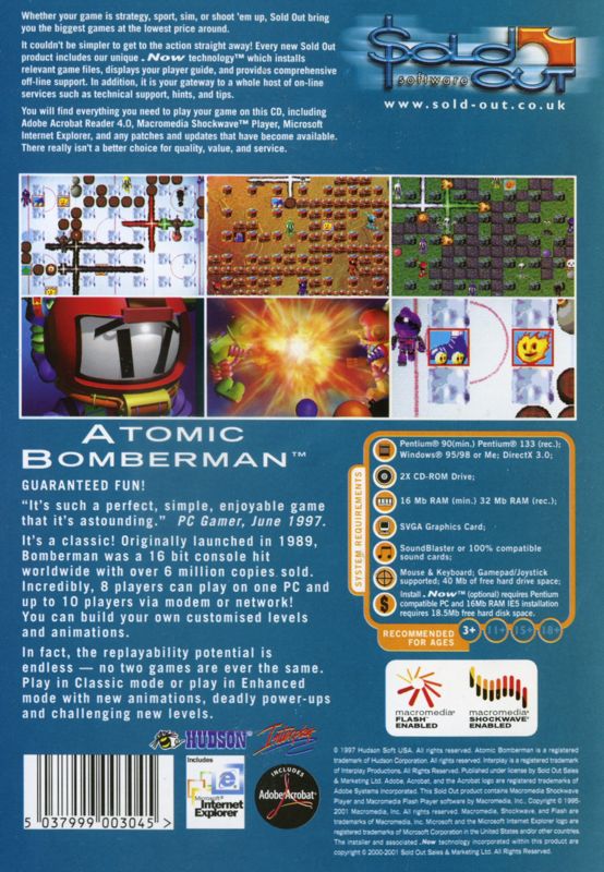 Back Cover for Atomic Bomberman (Windows) (Sold Out Software release (2001))